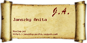 Janszky Anita névjegykártya